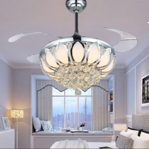 Alternative view of Invisible Crystal Fan LED Chandelier Home Living Room Bedroom Variable Frequency Ceiling Fan Light with Remote Control