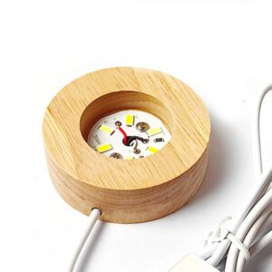 LED Light Solid Wood Luminous Base for Resin Art Acrylic Glass Lights Round 6x2cm