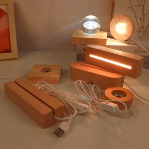 Alternative view of LED Light Solid Wood Luminous Base for Resin Art Acrylic Glass Lights Round 6x2cm