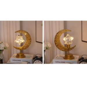 Alternative view of LED Wrought Iron Moon Shape Atmosphere Bedroom Table Lamp