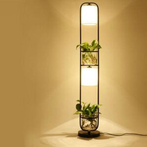 Modern Decoration Plant Flower Floor Lamp Fabric Lampshade Glass Study Stand Floor Light