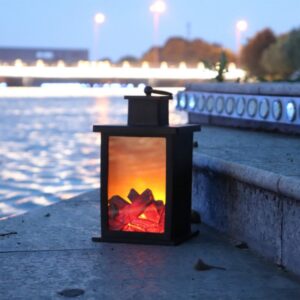 Alternative view of Outdoor LED Table Lamps Artificial Fireplace Candlestick Charcoal Flame Retro Decoration