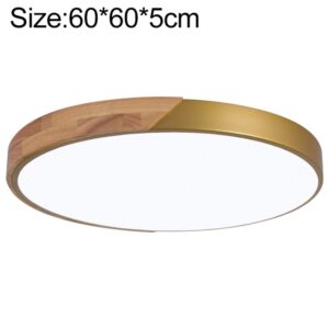 Wood Macaron LED Round Ceiling Lamp Size:60cm(Gold)